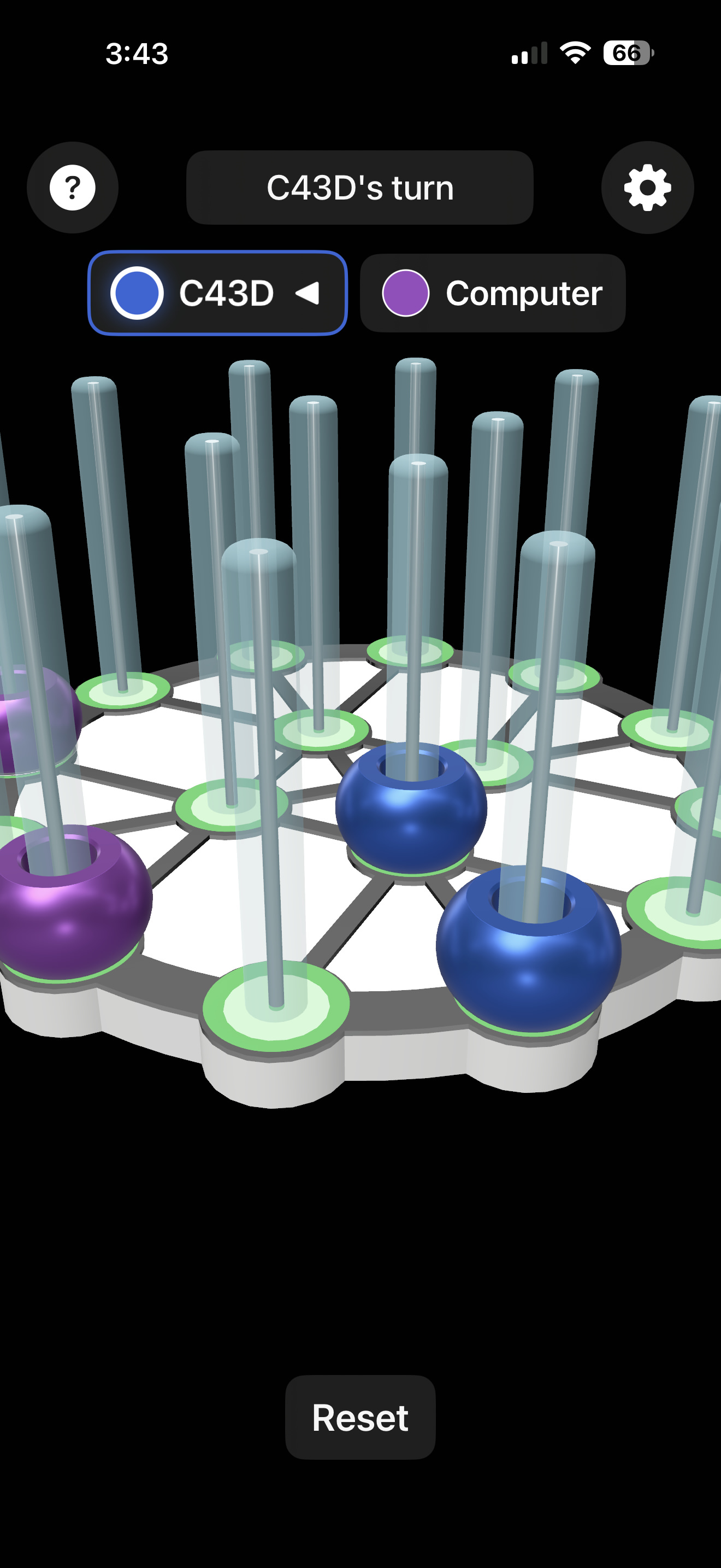 C43D 3D board with stacked playing pieces